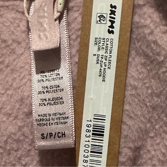 SKIMS COTTON FLEECE CLASSIC ZIP UP HOODIE | COLOR: DUSK SIZE: S - Picture 6 of 6